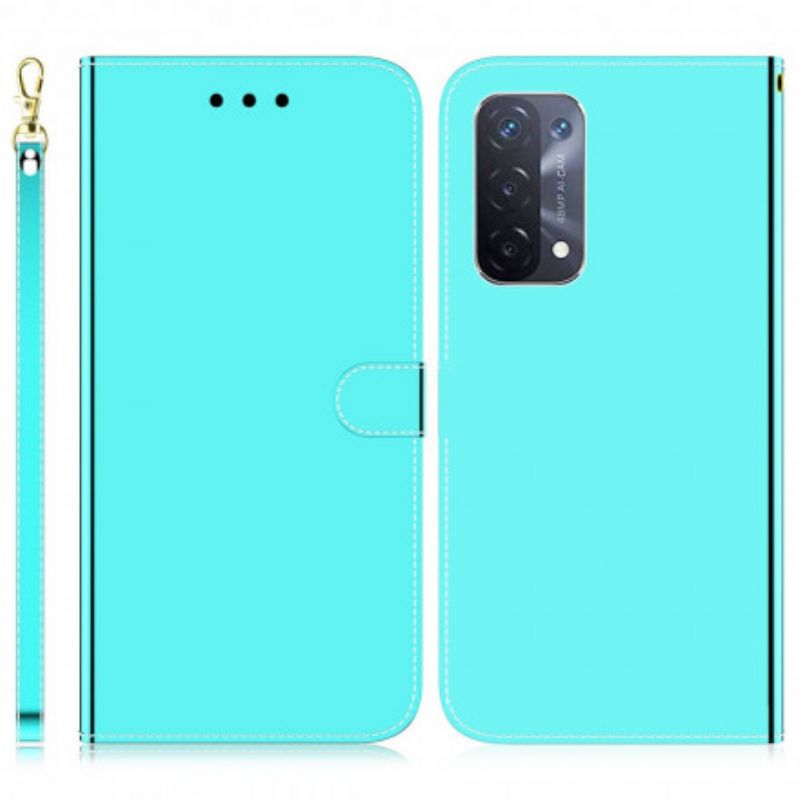 Flip Cover Oppo A54 5g / A74 5g Spejlcover I Imiteret Læder