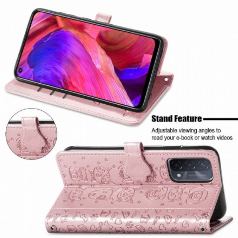 Flip Cover Til Oppo A54 5g / A74 5g Animerede Dyr