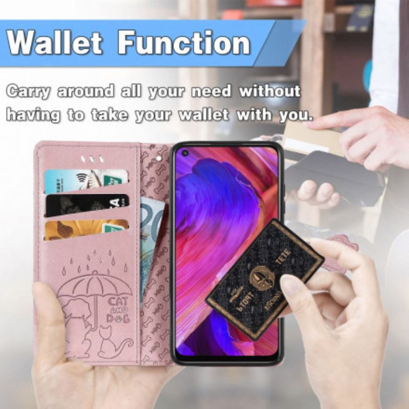 Flip Cover Til Oppo A54 5g / A74 5g Animerede Dyr