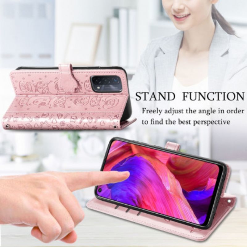 Flip Cover Til Oppo A54 5g / A74 5g Animerede Dyr