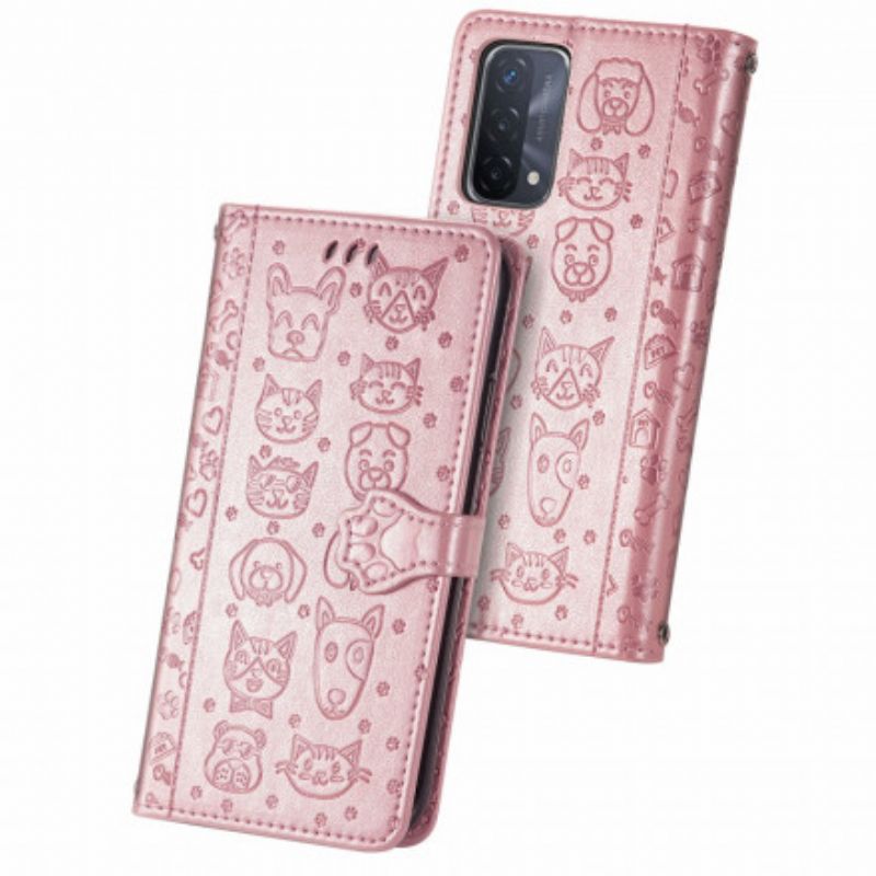 Flip Cover Til Oppo A54 5g / A74 5g Animerede Dyr