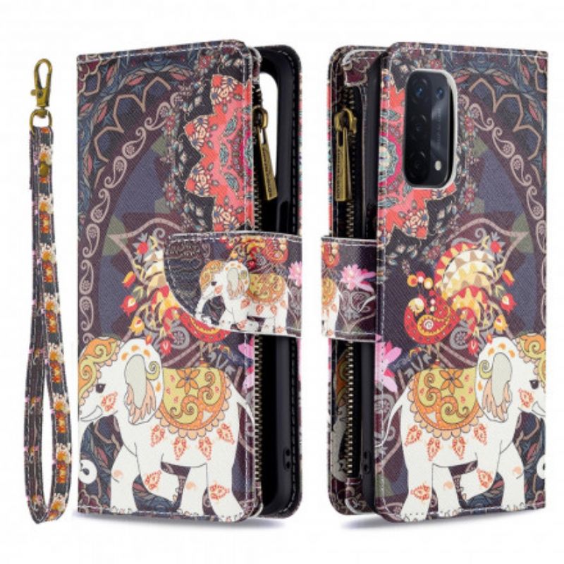 Læder Cover Oppo A54 5g / A74 5g Elephant Lynlåslomme