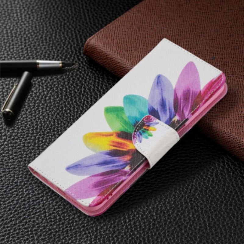 Læder Cover Oppo A54 5g / A74 5g Telefon Etui Blomsterakvarel