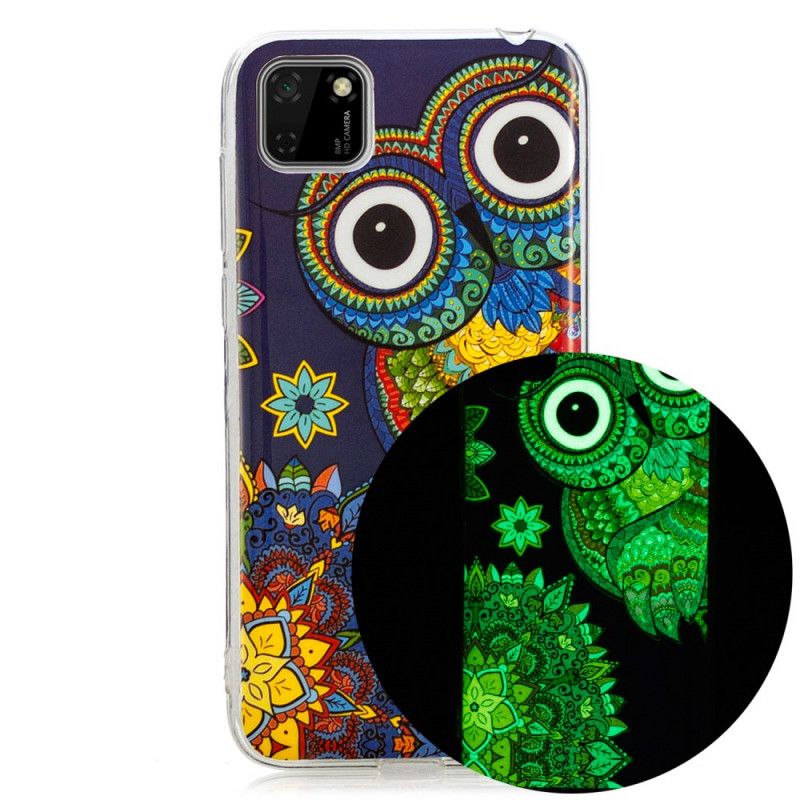 Cover Huawei Y5p Fluorescerende Mandala Ugle