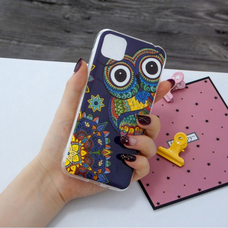 Cover Huawei Y5p Fluorescerende Mandala Ugle