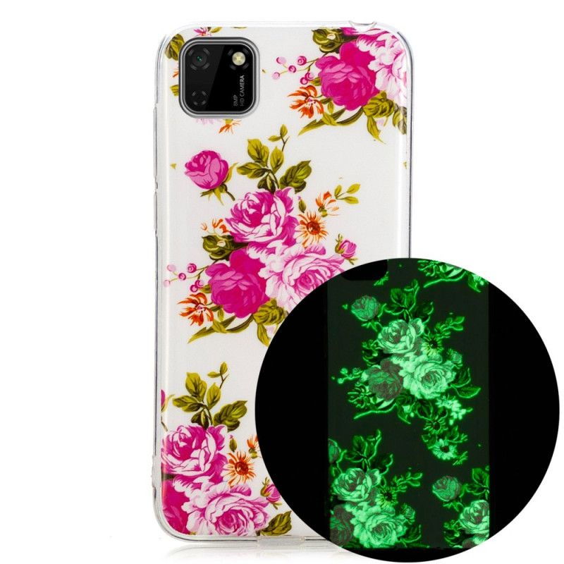 Cover Huawei Y5p Mobilcover Fluorescerende Frihedsblomster