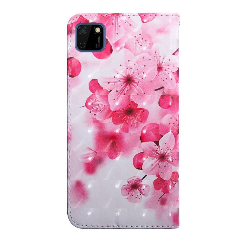 Flip Cover Huawei Y5p Lyserøde Blomster