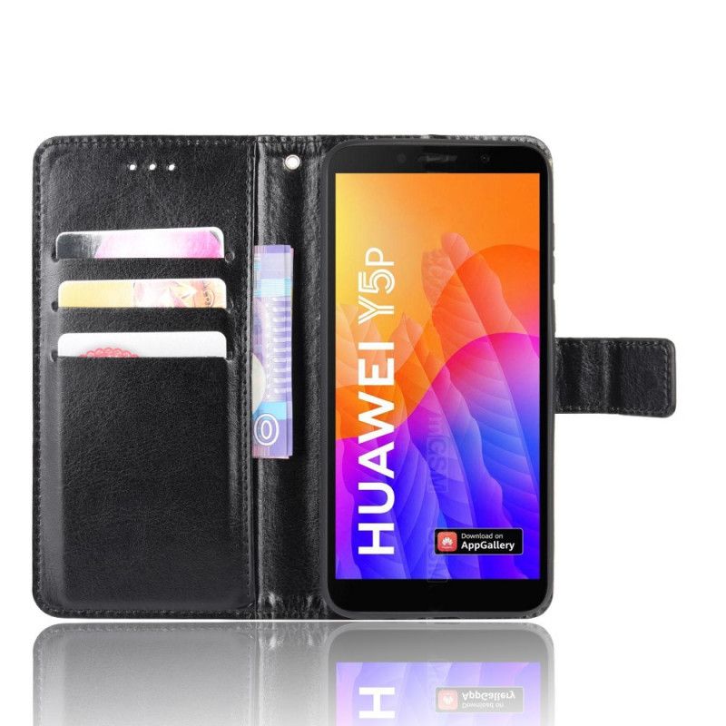 Flip Cover Huawei Y5p Sort Prangende Kunstlæder