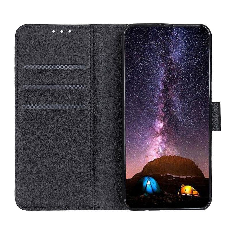 Flip Cover Huawei Y5p Sort Tekstureret Litchi