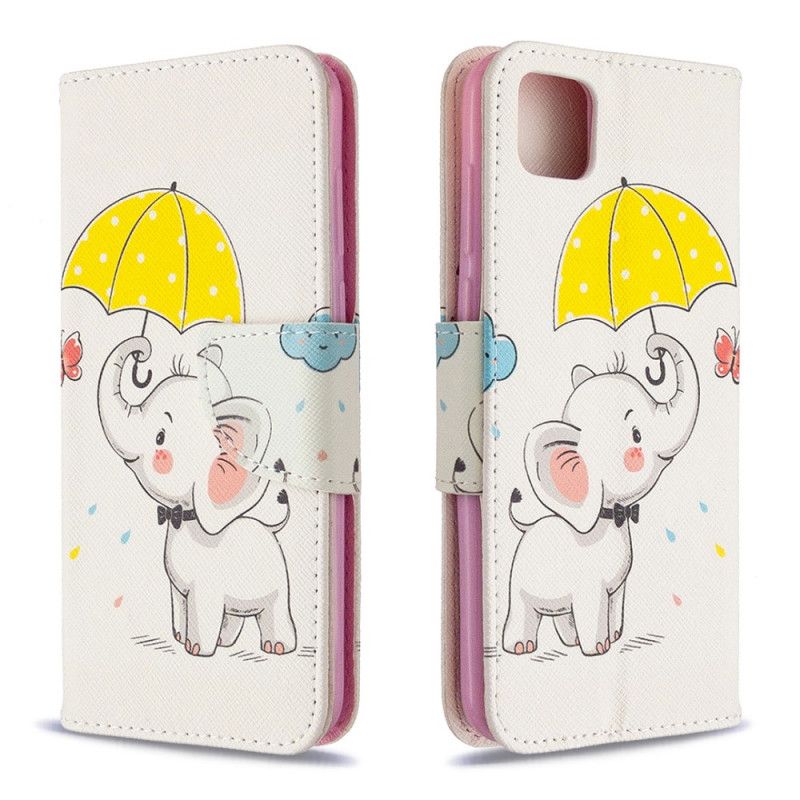 Flip Cover Læder for Huawei Y5p Baby Elefant