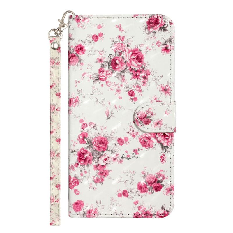 Flip Cover Læder for Huawei Y5p Blomster Lyse Pletter Med Rem