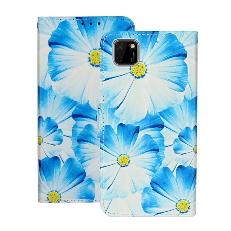 Flip Cover Læder Huawei Y5p Sort Utallige Blomster Beskyttelse