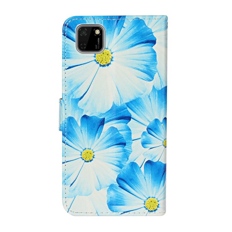 Flip Cover Læder Huawei Y5p Sort Utallige Blomster Beskyttelse