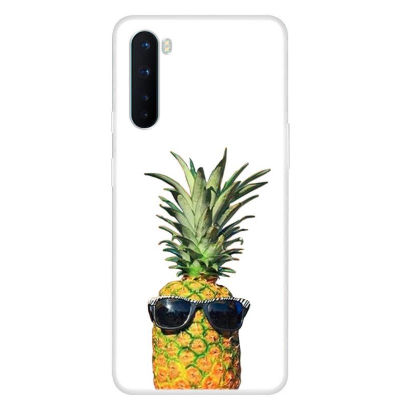 Cover for OnePlus Nord Gennemsigtig Ananas Med Briller