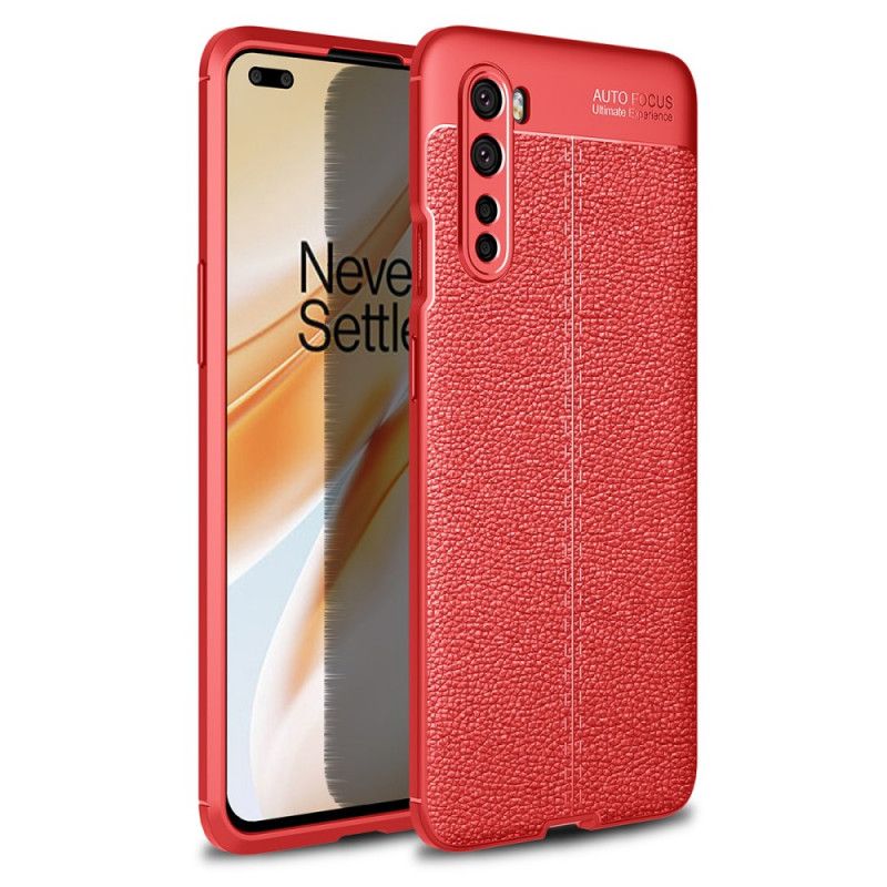 Cover for OnePlus Nord Sort Dobbelt Line Lychee Læder Effekt