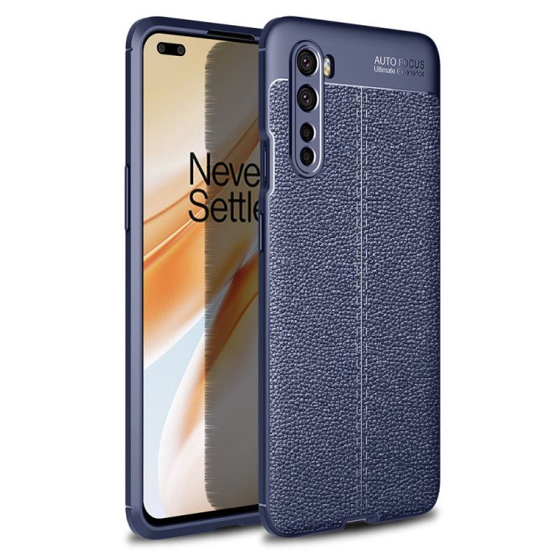 Cover for OnePlus Nord Sort Dobbelt Line Lychee Læder Effekt