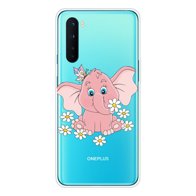 Cover OnePlus Nord Gennemsigtig Lyserød Elefant