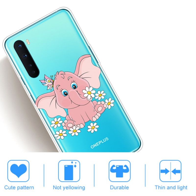 Cover OnePlus Nord Gennemsigtig Lyserød Elefant