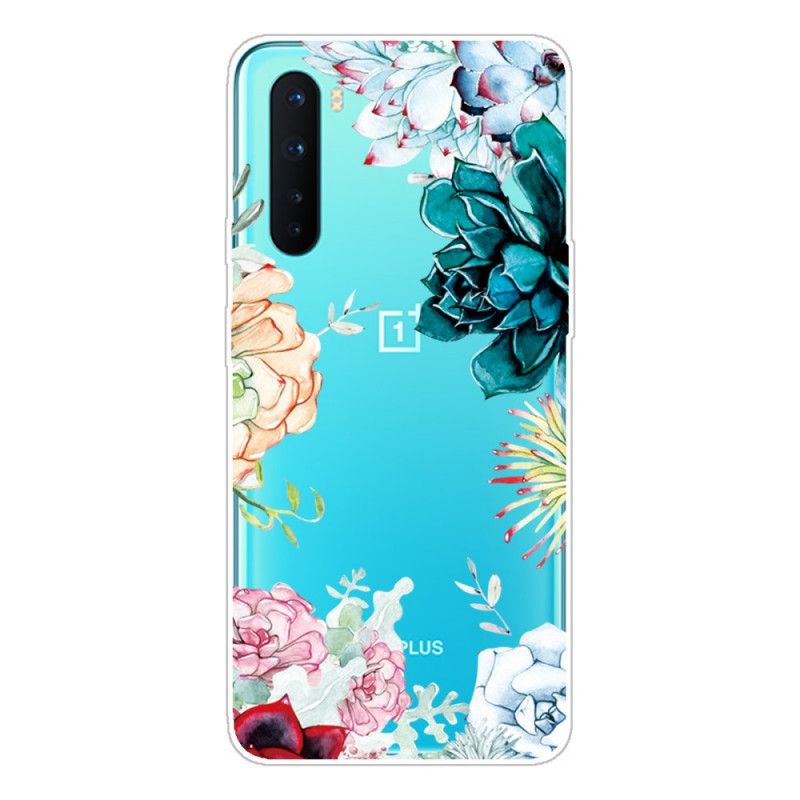 Cover OnePlus Nord Mobilcover Gennemsigtige Akvarelblomster