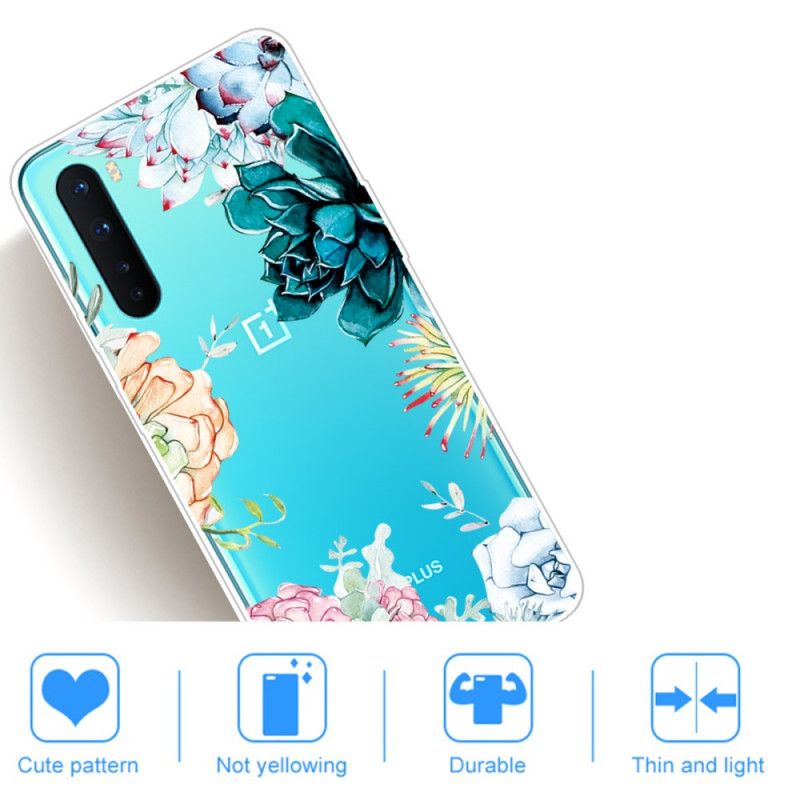 Cover OnePlus Nord Mobilcover Gennemsigtige Akvarelblomster