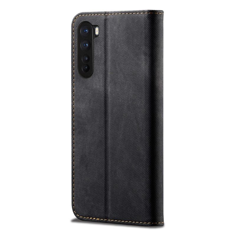 Læder Cover for OnePlus Nord Sort Jeans I Imiteret Læder