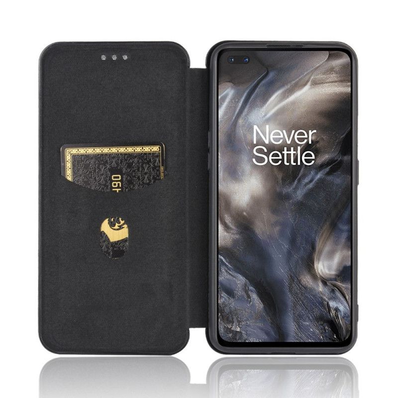 Læder Cover OnePlus Nord Sort Farvet Kulstofsilikon