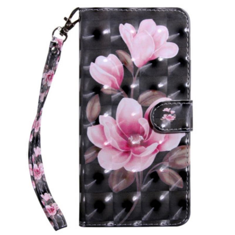 Flip Cover Samsung Galaxy S24 Plus 5g Lyserøde Blomster Med Rem