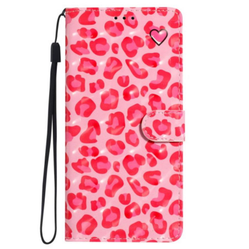 Flip Cover Til Samsung Galaxy S24 Plus 5g Pink Leopard Print Med Rem