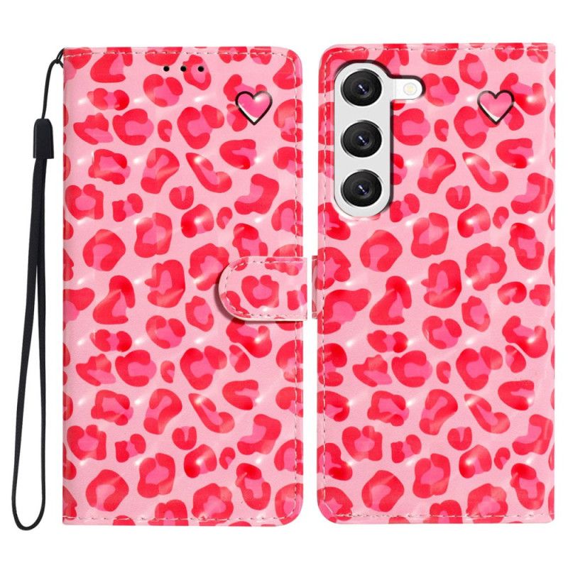 Flip Cover Til Samsung Galaxy S24 Plus 5g Pink Leopard Print Med Rem