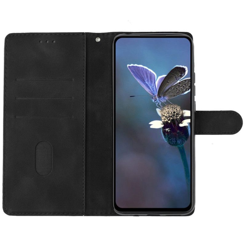 Flip Cover Til Samsung Galaxy S24 Plus 5g Trykte Blomster Og Snor