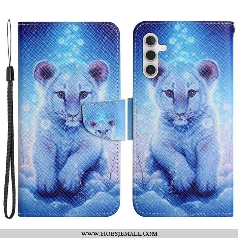 Læder Cover Samsung Galaxy S24 Plus 5g Leopardmønster Med Rem