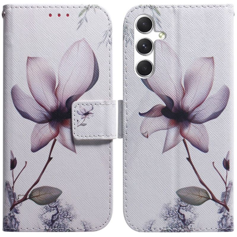 Læder Cover Samsung Galaxy S24 Plus 5g Lyserød Blomst