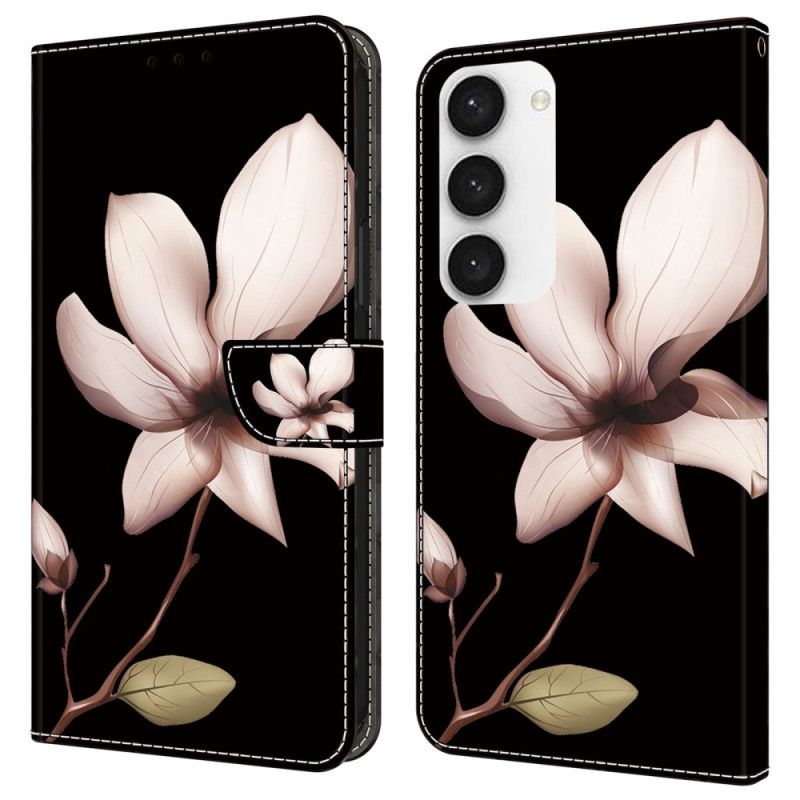 Læder Cover Samsung Galaxy S24 Plus 5g Telefon Etui Lyserød Blomst