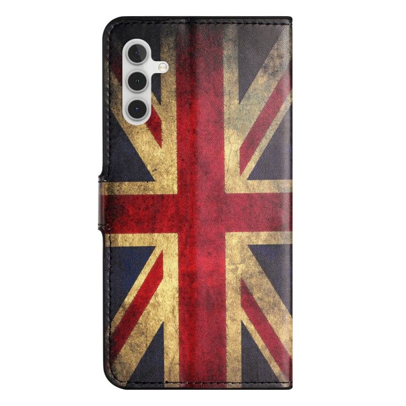 Læder Cover Samsung Galaxy S24 Plus 5g Telefon Etui Vintage Engelsk Flag