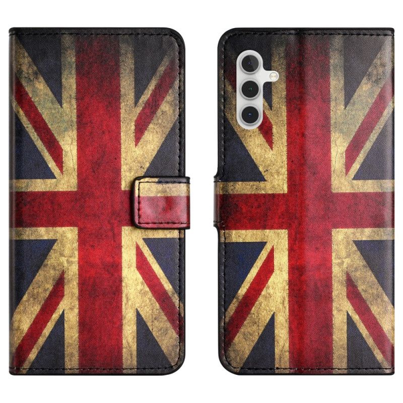 Læder Cover Samsung Galaxy S24 Plus 5g Telefon Etui Vintage Engelsk Flag