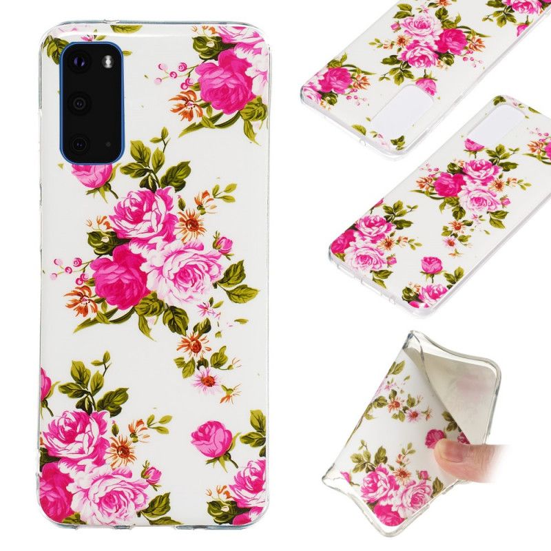 Cover for Samsung Galaxy S20 Fluorescerende Frihedsblomster