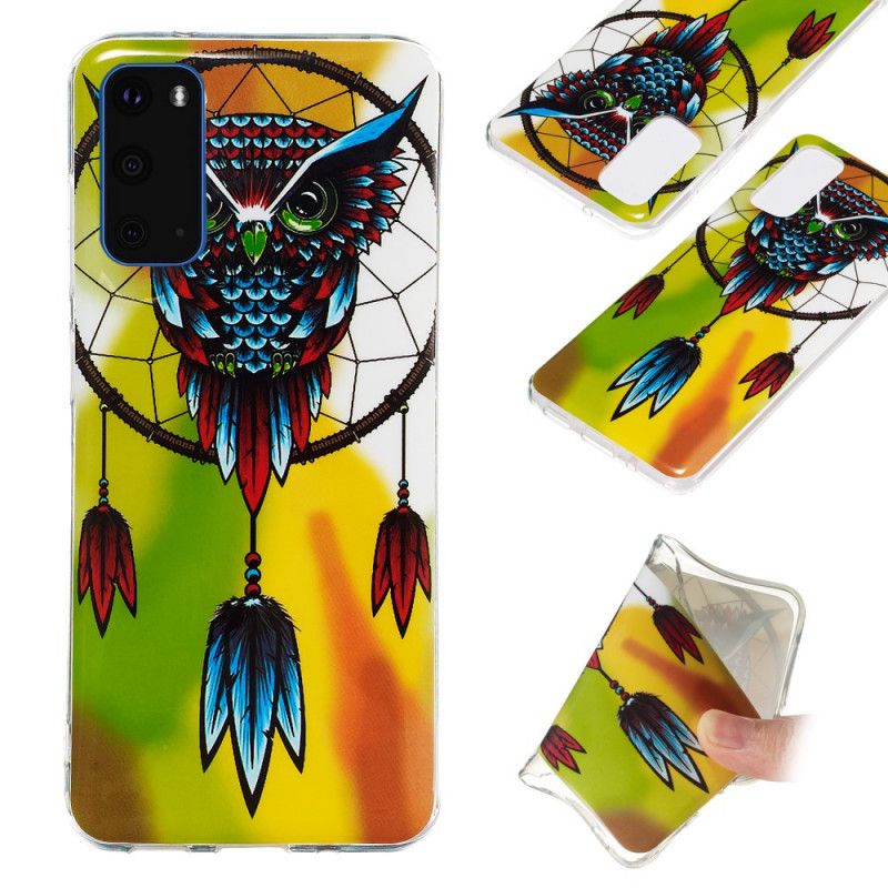 Cover for Samsung Galaxy S20 Fluorescerende Ugle Drømmefanger