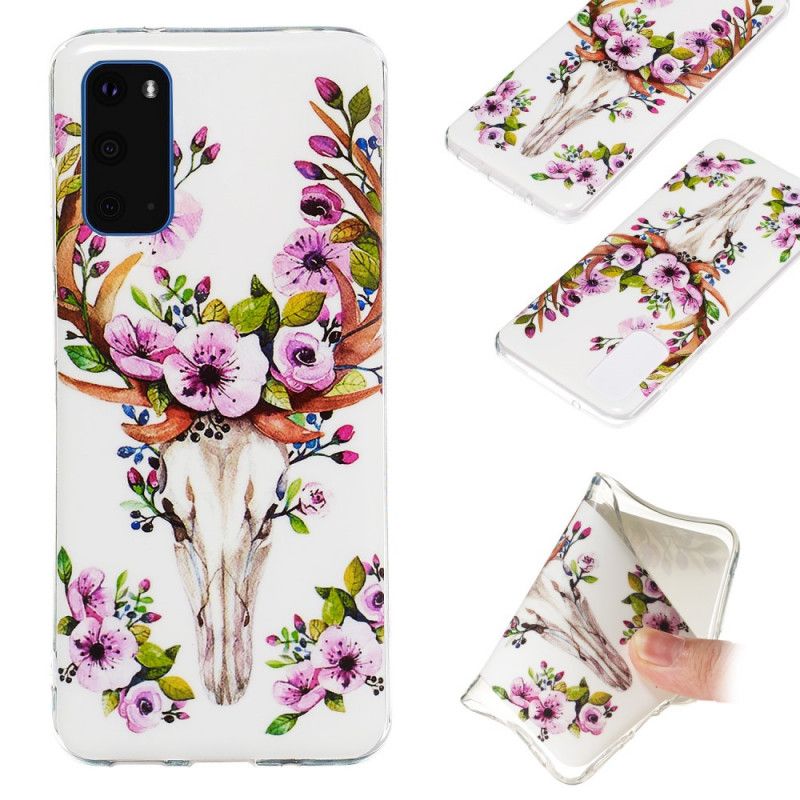 Cover Samsung Galaxy S20 Fluorescerende Blomstrende Elg