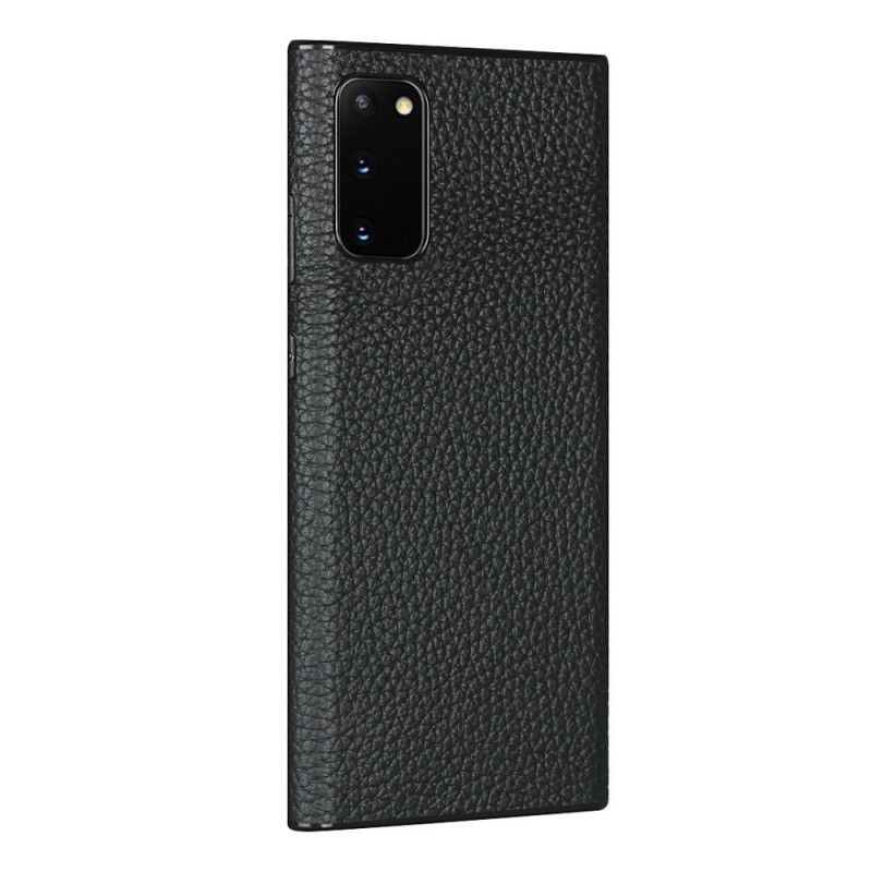 Cover Samsung Galaxy S20 Sort Ægte Lycheskind Med Rem