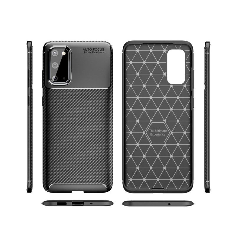 Cover Samsung Galaxy S20 Sort Fleksibel Kulfibertekstur