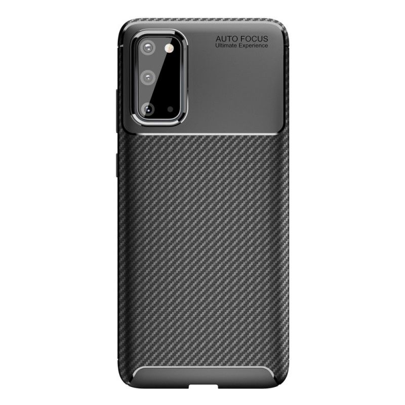 Cover Samsung Galaxy S20 Sort Fleksibel Kulfibertekstur