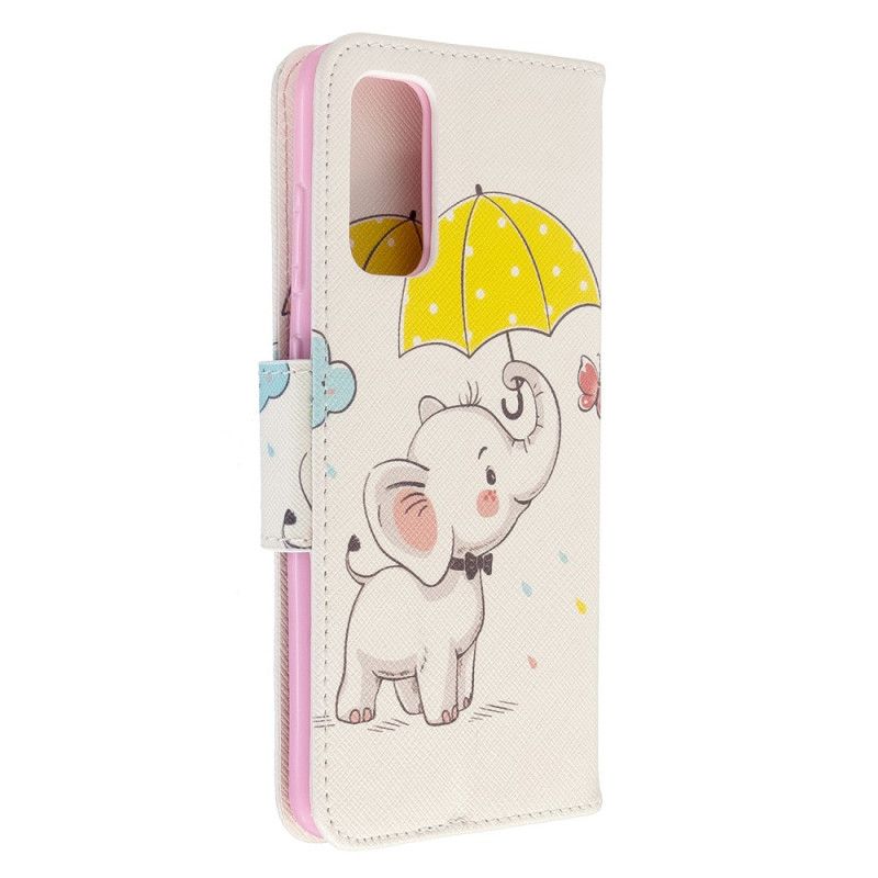 Flip Cover Læder for Samsung Galaxy S20 Baby Elefant