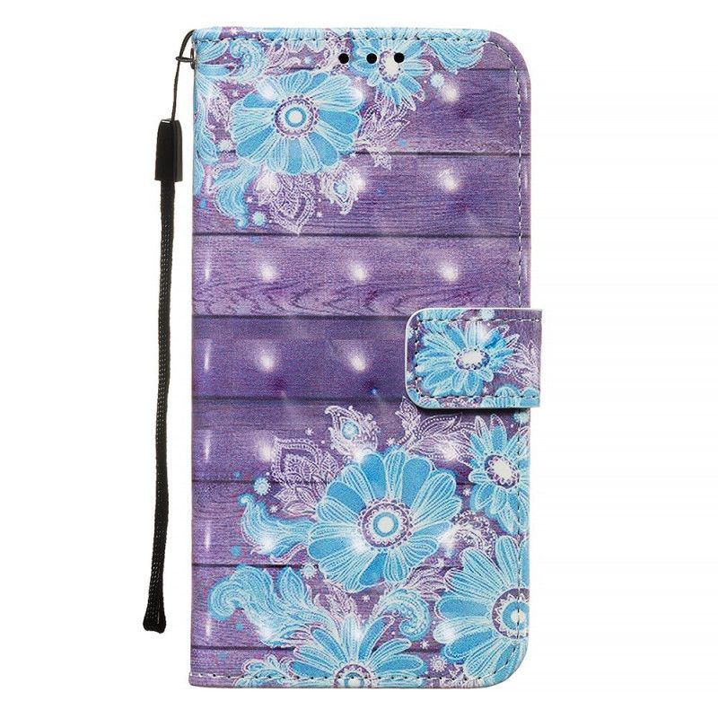 Flip Cover Læder for Samsung Galaxy S20 Blå Blomster