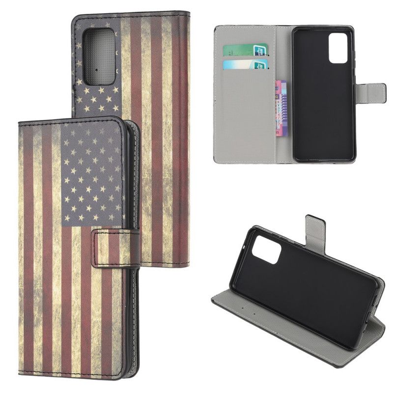 Flip Cover Læder Samsung Galaxy S20 Amerikansk Flag Original