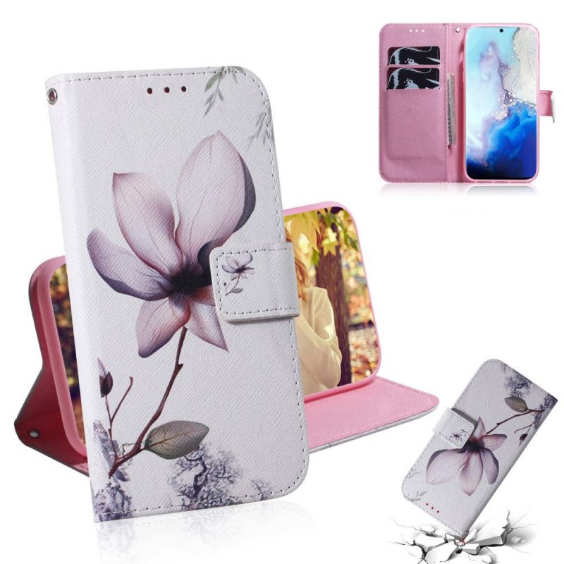 Flip Cover Læder Samsung Galaxy S20 Gammel Rosenblomst Original