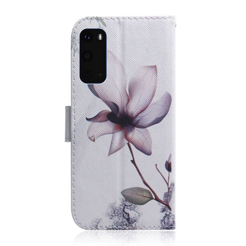 Flip Cover Læder Samsung Galaxy S20 Gammel Rosenblomst Original