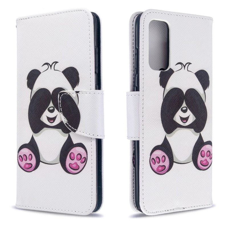 Flip Cover Læder Samsung Galaxy S20 Sjov Panda