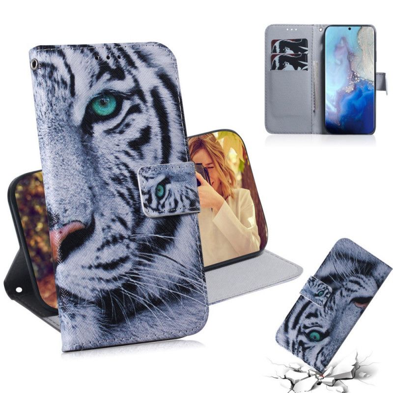 Flip Cover Læder Samsung Galaxy S20 Tiger Ansigt