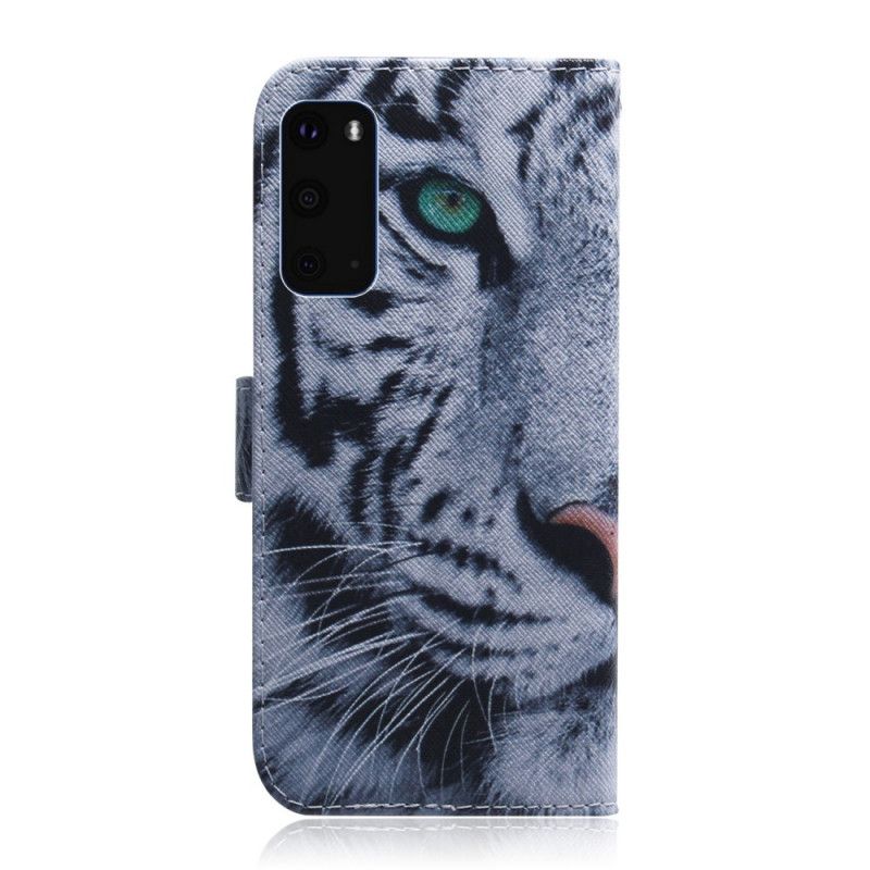 Flip Cover Læder Samsung Galaxy S20 Tiger Ansigt