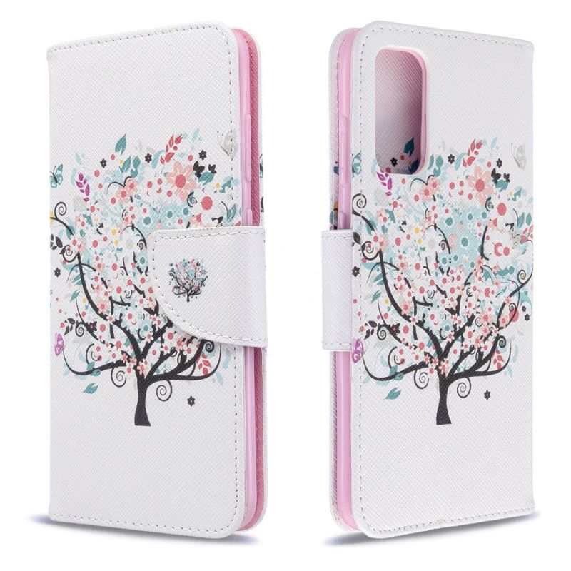 Flip Cover Samsung Galaxy S20 Mobilcover Blomstret Træ